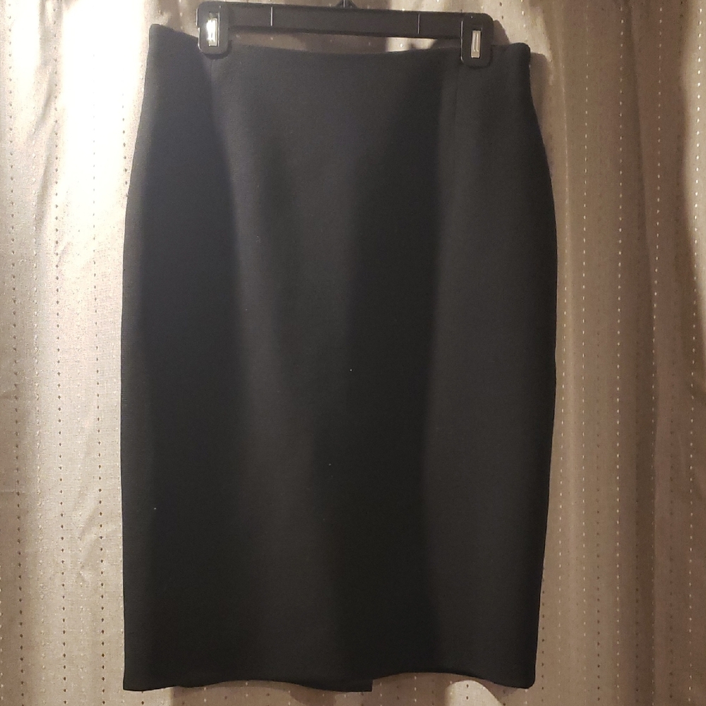 Gloria Sachs Sophisticated Lined Wool Black Pencil Skirt, Size 12